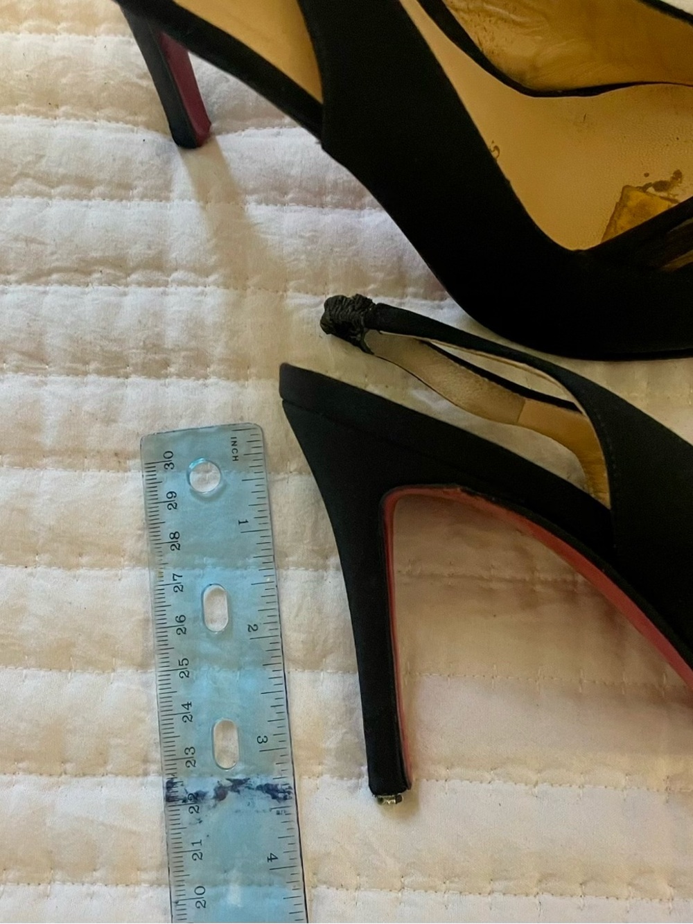 Christian Louboutin Black Satin Pointed-Toe Slingback Pumps Size 6 - Picture 15 of 15